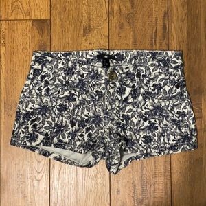 Navy Floral Jean Shorts